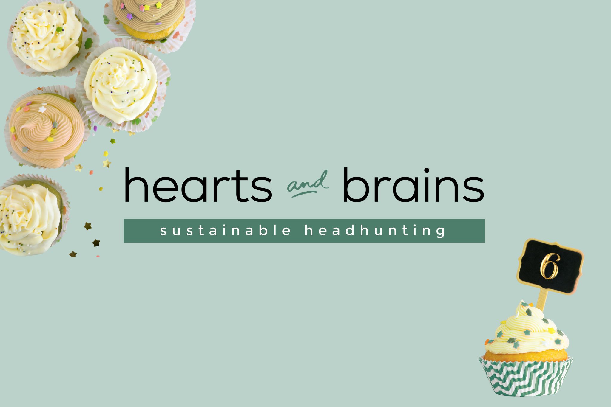 Banner für 6 Jahre Jubiläum hearts and brains